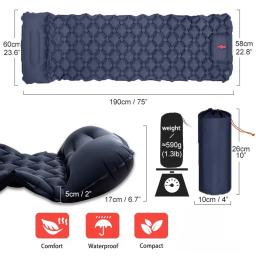Colchão de dormir inflável ao ar livre acampamento colchão de ar à prova dwaterproof água tapete de acampamento natureza caminhadas colchão de ar portátil - Image 3