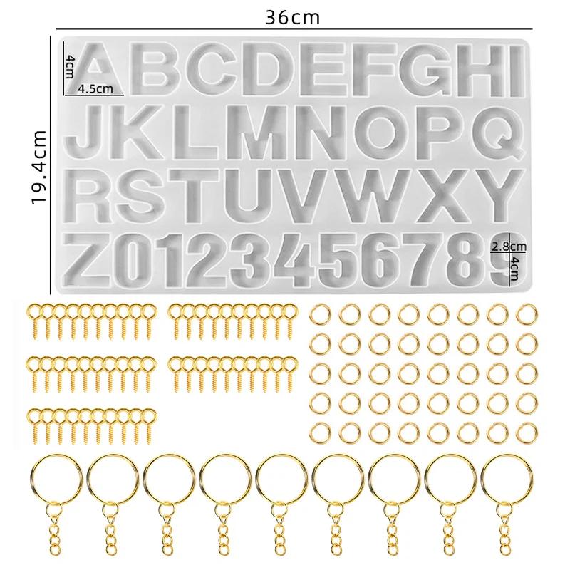 Molde de Alfabeto em Epóxi para Resina Silicone - DIY de Números, Letras, Pingentes, Chaveiros e Joias Artesanais