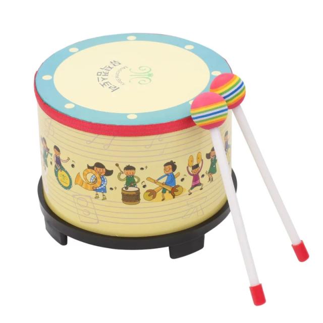 Percussão Infantil: Instrumento de Tambor de Piso de Madeira com 2 Marretas - Ideal para Jogos, Eventos e Carnaval