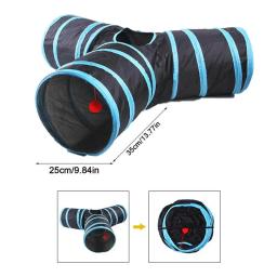 Gato dobrável túnel tubo com bola, brinquedo interativo do jogo, Pet aventura, interior - Image 6