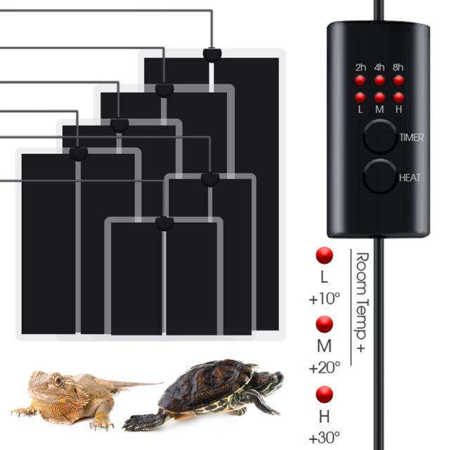 Aquecedor de Terrário com Controle de Temperatura e Temporizador para Répteis e Plantas - 5-45W, 3 Níveis de Potência, Ideal para Aquecimento Eficiente