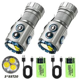 USB Recarregável RBG Lanterna LED, Poderoso Mini EDC, Lanterna Tática, 18350 Bateria, Acampamento ao ar livre, Tocha de Pesca, 2000LM, Uso em 18350 - Image 1