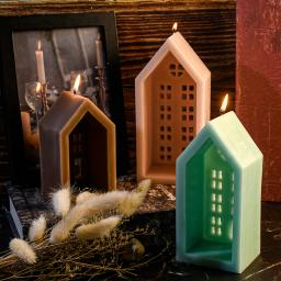 Casa Vela Silicone Mold Set, DIY Simulação Villa Art, Vela Fazendo Ferramenta, Resina Epóxi Plástico Moldes, Decoração de Natal Presente - Image 4