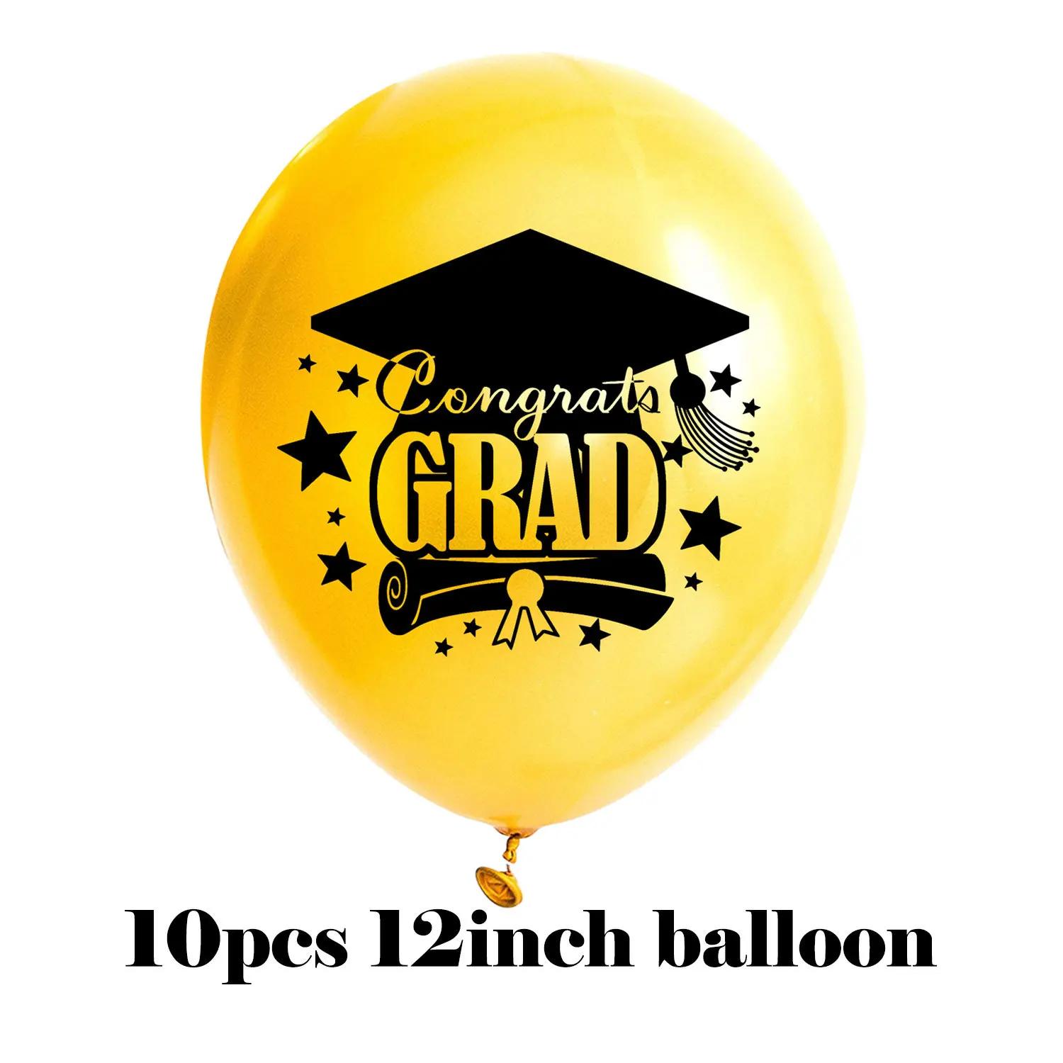 Balões de látex com confete, Graduação Decoração do partido Suprimentos, Ouro e preto, Suprimentos Graduação, 2024, Presente, 10Pcs - Image 1