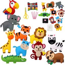 Animais De Costura Artesanato Kit para Crianças, Safari Selva Polar, Bichos De Pelúcia, Sentiu Ornamentos De Pelúcia - Image 2