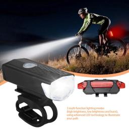 USB recarregável Bike Light Set Front Light com taillight fácil de instalar 3 modos de bicicleta acessórios para a bicicleta - Image 2