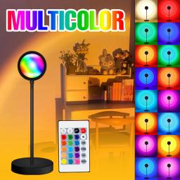 LED RGB Sunset Night Light, Luz do anel, Lâmpada de cor, USB Rainbow, Decoração de mesa, Iluminação doméstica - Image 1