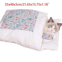 Inverno quente cama para animais estimação gato saco dormir cama gato aconchegante ninho gato almofada com da gota - Image 6