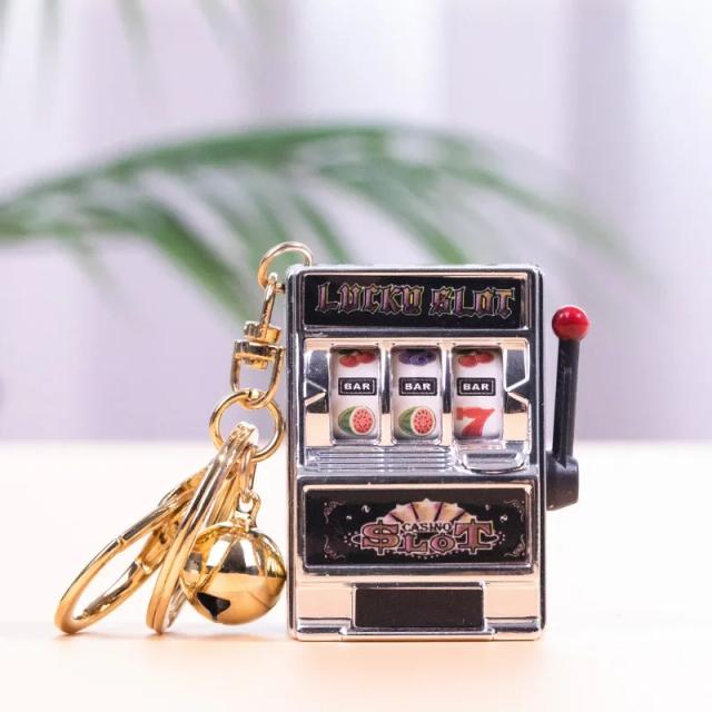 Mini Slot Machine Frutal Lucky Jackpot: Jogo de Chaveiro Divertido, Ideal para Presente de Aniversário e Aprendizado com Moedas