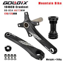 Goldix 104bcd dentes largos e estreitos pedaleira de bicicleta 170/175mm manivela redonda/oval anel de corrente 32t/34t/36t/38t pedaleira de bicicleta - Image 6