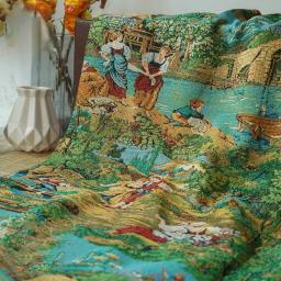 Tecido Jacquard de Fios Grossos Tingidos, Estilo Pintura a Óleo, Decorativo Clássico, Primavera e Outono, 45cm x 150cm - Image 1