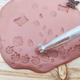 Selos De Cerâmica Para Gravação, Ferramentas De Couro, Aço Inoxidável, Perfurador De Flores, Carimbo Manual De Cerâmica DIY, Conjunto De Molde De Impressão - Image 3