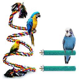 Papagaio Pássaro Em Pé Brinquedo Corda De Algodão Brinquedo Colorido, Mastigar Poleiros, Barra de Suporte para Pássaro, Acessórios para Gaiola, Pet Supplies - Image 2