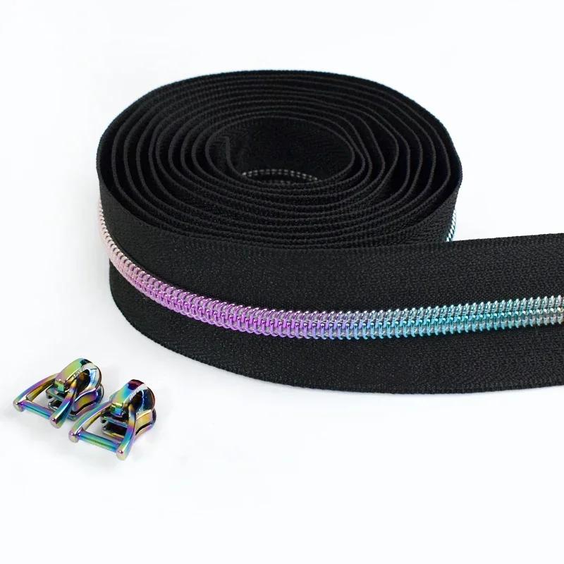 Meetee 2/5M 5 #   Fitas de zíperes de náilon com zíper slider puxar saco decoração bobina fechamentos kit de reparo de zíper diy acessórios de costura de vestuário - Image 1