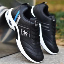 Tênis de couro respirável masculino, tênis com almofada de ar, tênis masculino antiderrapante, esportes ao ar livre, tamanho grande 38-47, moda - Image 2