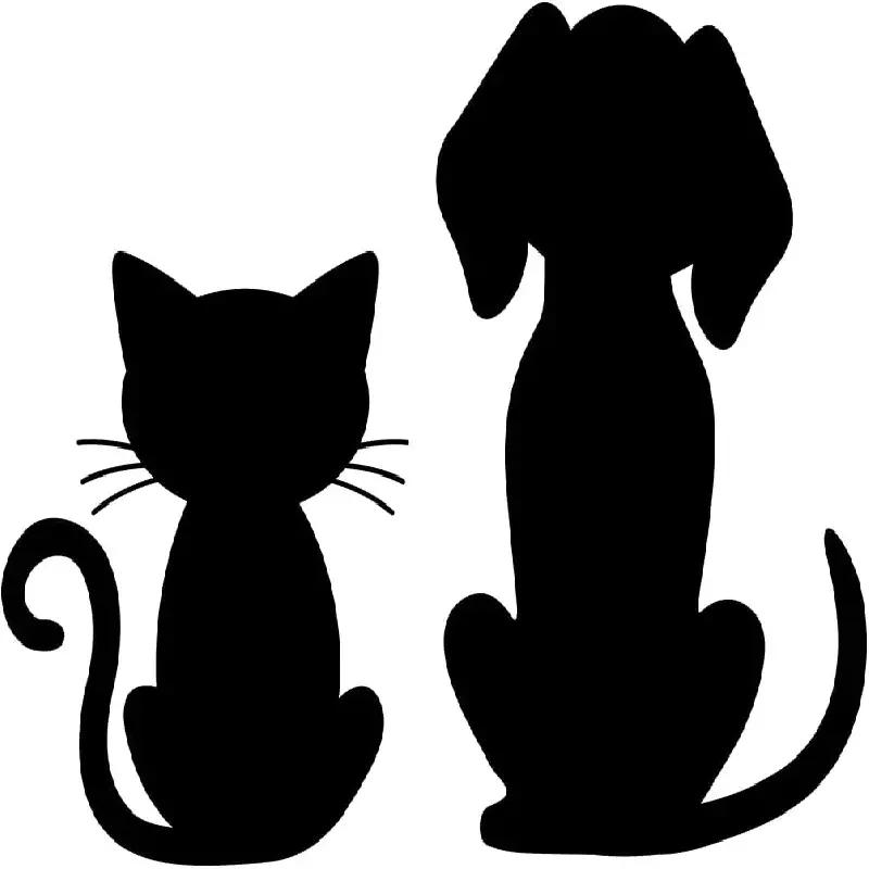 Premium adesivos de vinil impermeável decalque, decalques de animais pretos, cão e gato amor, laptop, telefone acessório, capacete, carro, janela, 2pcs - Image 1