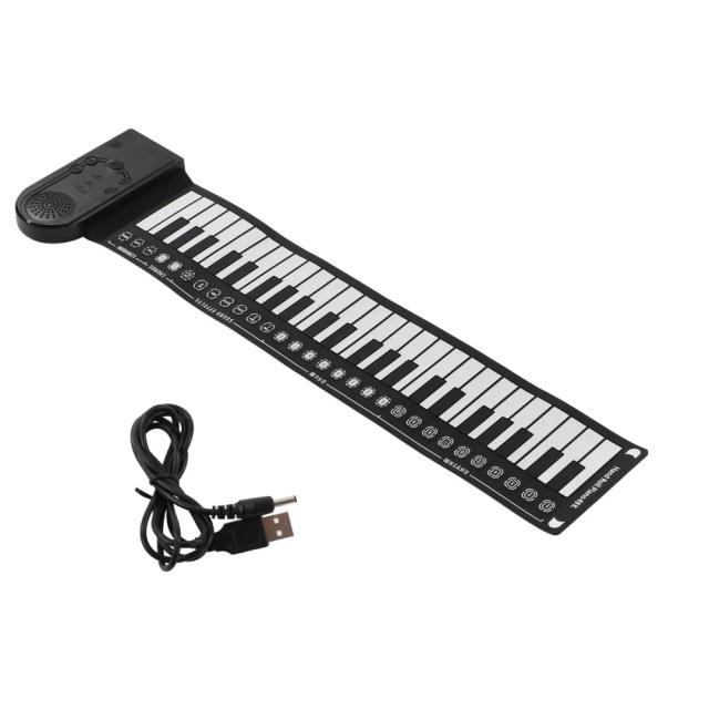 Piano Eletrônico Portátil 49 Chaves com Trompa, Teclado Flexível e Carregamento USB em Silicone Macio e Durável
