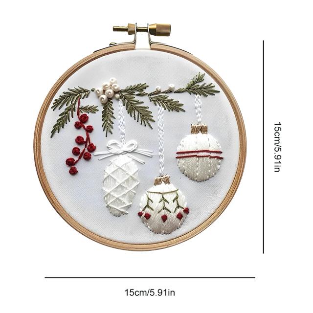 Kit de Bordado Natalino DIY com Wreath Padrão Impresso - Conjunto de Ponto Cruz Ideal para Iniciantes e Adultos em Costura Artesanal