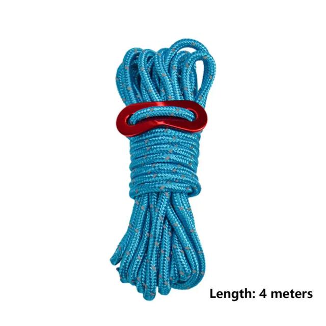 Corda Tenda Guyline Multifunção 4m - Cabo Paracord Reflexivo para Camping e Aventura ao Ar Livre