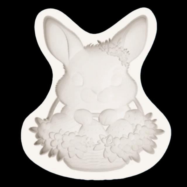 Molde de Silicone Páscoa Coelhinho com Guirlanda e Cesta de Ovos