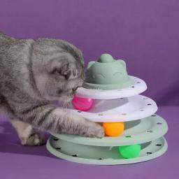 3/4 níveis gatos brinquedo torre faixas gato brinquedos interativos gato inteligência treinamento placa de diversões torre produtos para animais estimação gato túnel - Image 6