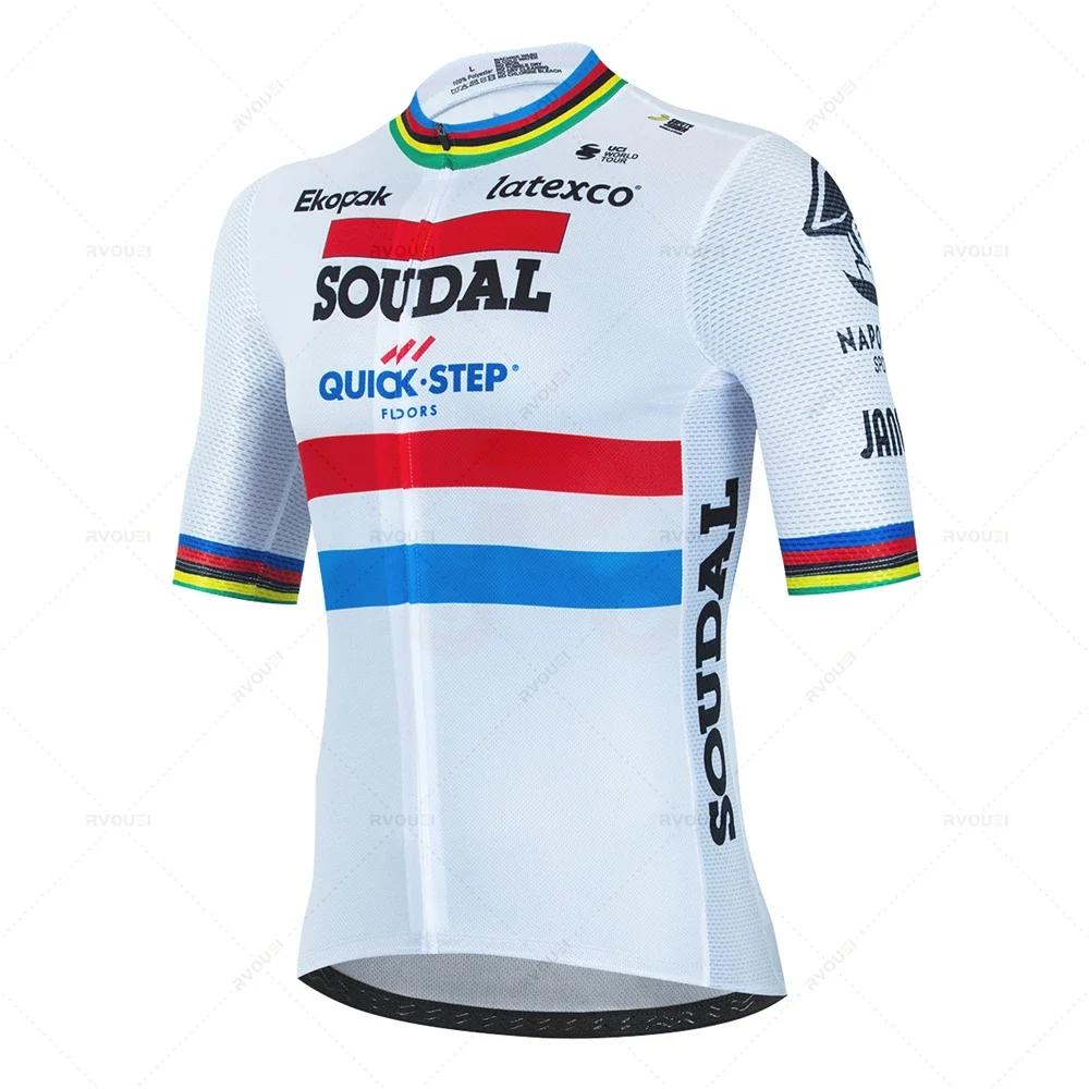 Lidl soudal passo rápido verão bicicleta camisa mtb manga curta conjunto de ciclismo shorts conjunto mtb ropa ciclismo camisas maillot - Image 1