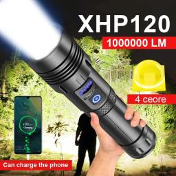 Lanterna LED recarregável USB super poderosa, luz da tocha de alta potência, lâmpada de acampamento tática, XHP120, XHP90, 18650 - Image 1