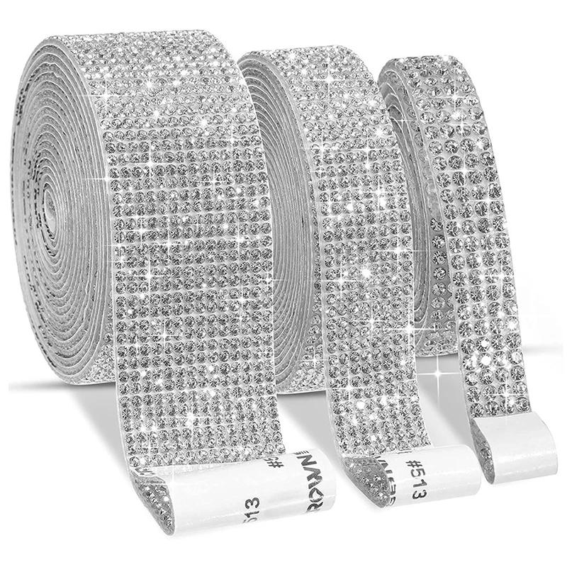 Auto-adesivo Glitter Rhinestone Ribbon Trim, fita Trim Sticker, roupas de DIY, jóias, artes, artesanato, decoração do vestuário, 1 Yard - Image 1