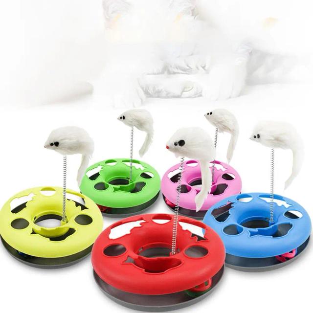 Brinquedo Interativo para Gatos: Pista Circular com Bolas de Exercício e Teaser Mouse para Diversão em Ambiente Interno