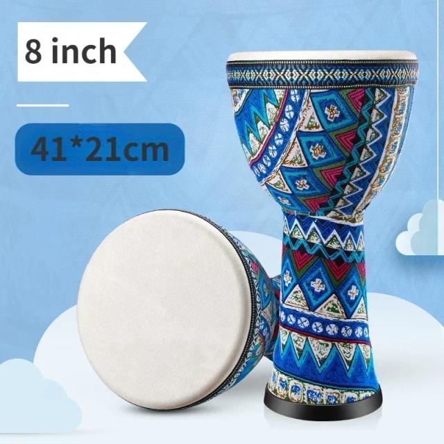 Djembe Africano Artesanal em Madeira Maciça com Pele de Cabra - Instrumento Musical Tradicional 8"