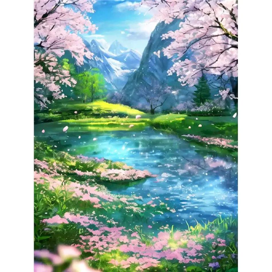 GATYZTORY-Kit Pintura a Óleo para Adultos, Pintura DIY, Canvas Pictures, Paisagem Árvore, Handpainted, Artesanato, Home Decor - Image 1