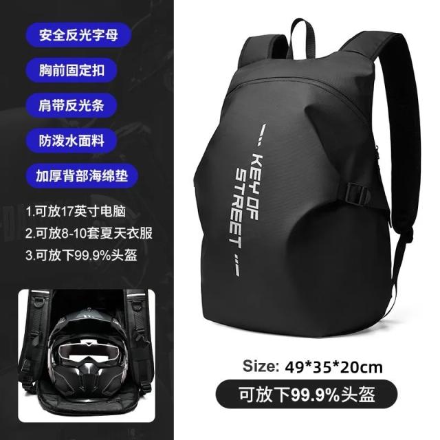 Mochila Impermeável de Alta Capacidade com Compartimento para Capacete e Faixa Reflexiva para Motociclistas e Aventureiros