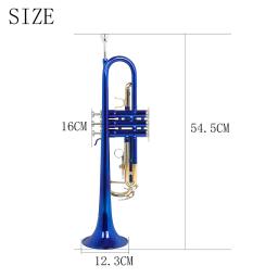 SLADE-Bb Tone Azul Trompete Com Válvula De Pressão, Corpo De Latão, Colorido, Instrumento Chave Dourada, Acessórios De Limpeza - Image 6