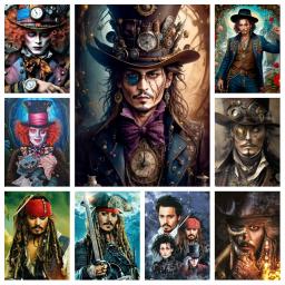 Kits De Pintura De Mosaico para Decoração De Casa, 5D Arte, DIY Johnny Depp, Gótico Capitão Jack Sparrow Filme, Star Photo, Ponto Da Cruz, Diamante Completo - Image 1