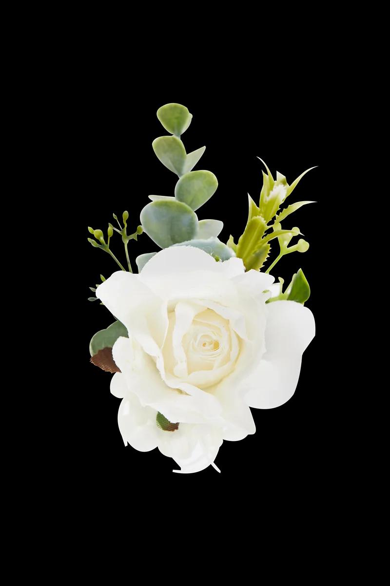 Yo cho flores de pulso brancas para noiva, buquê de flores artesanais de seda, buquê de braceletes, pino para decoração de dama de honra e flores - Image 1