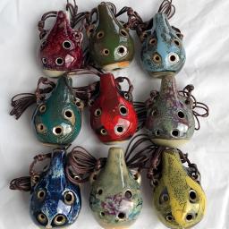 2024 estilo chinês 6 buracos ocarina multi-tom cerâmica apito flauta artesanato de cerâmica presentes acessórios de instrumento musical vintage - Image 5