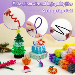 Kraball 200 peças limpadores de cachimbo hastes de chenille para artesanato varas felpudas suprimentos de natal para arte diy decorações de artesanato criativo - Image 4