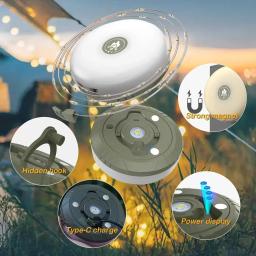 Recarregável Camping luz String com ímã gancho, lanterna LED à prova d'água, tenda ao ar livre, RGB atmosfera luz, 10m - Image 2