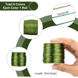 Nylon Cord para Macramé Colar e Amizade Pulseiras, Rattail Silk, Beading Corda para Pulseira, cetim verde, 2mm - Image 6