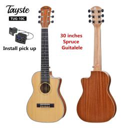 Guitalele-Mini guitarra elétrica com Spruce para viagem, guitarra acústica, 6 cordas, cavaquinho acústico, Mini, 30 polegadas - Image 1