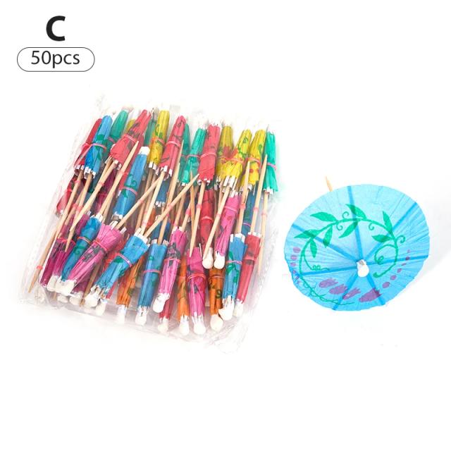 Conjunto Festivo de 20-50 Peças de Guarda-Chuva Colorido para Coquetéis e Decoração de Festas, Aniversários e Casamentos