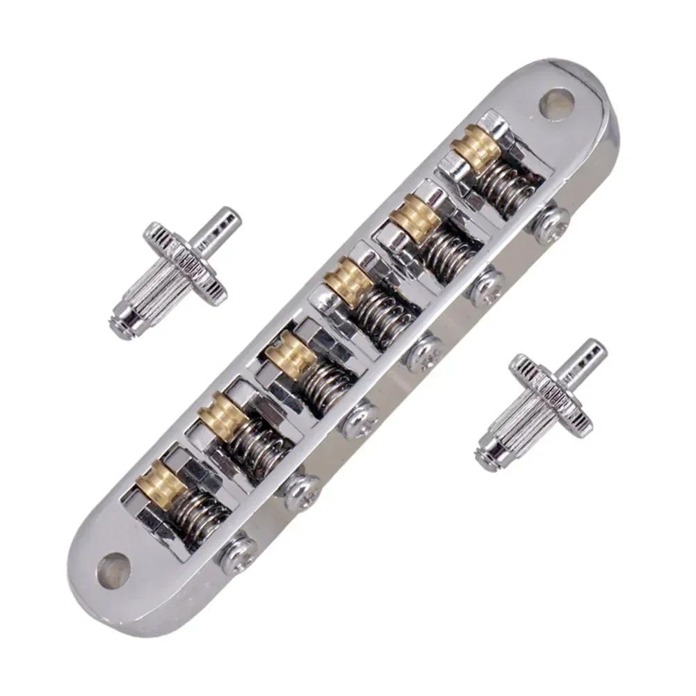 Roller Saddle Bridge com 2 Stopbar Studs, acessórios para guitarra elétrica, substituto para Les Paul EPI, Chrome e Gold, 1PC - Image 1