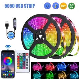 Fita LED RGB para Decoração de Casa, 5050, Bluetooth, APP, IR, Controlo Remoto, USB, 1m, 2m, 3m, 4m, 5m, 10m, 15m, 20m, 25m, 30m, decoração do festival - Image 1