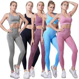 Conjunto de Yoga Sem Costura para Mulheres, Workout Sportswear, Roupas de Academia, Sutiã Esportivo, Leggings de Cintura Alta, Fatos Fitness, Roupas Esportivas, 2 peças - Image 1