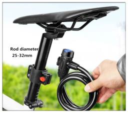 Anti-Theft Steel Cable Bicycle Lock and Bracket, Bike Segurança Acessório, Scooter Lock, 1,2 m - Image 3