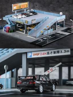 Miniatura Double Decker Park Diorama Modelo, Estilo Japonês, Cena De Carro, Estacionamento Duplo Na Garagem, Presente Do Brinquedo - Image 1