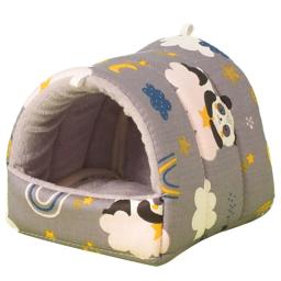 Cama macia para animais estimação, estampa fofa, casa escondida, gaiola inverno, furões, cama dormir, pequeno animal, - Image 5