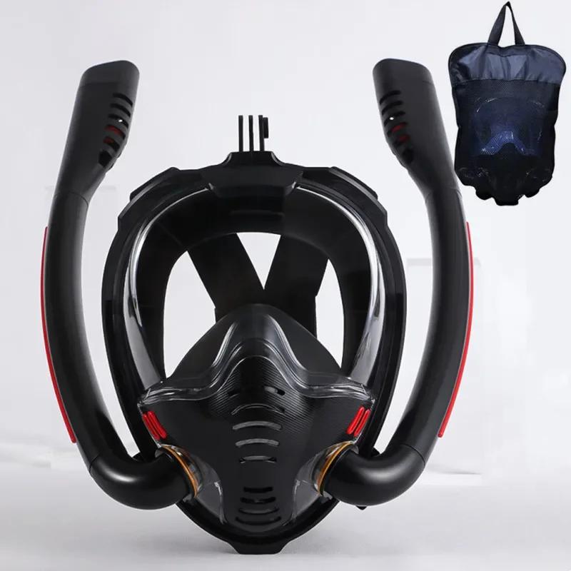 Máscara de mergulho com respirador duplo, estilo seco, conjunto de snorkel, equipamento subaquático, novo, 2020, 2024 - Image 1