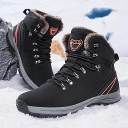 Sapatos de caminhada masculinos de alta qualidade novo inverno casual anti deslizamento quente sola grossa sapatos de algodão alta superior confortável botas de neve de pelúcia - Image 2