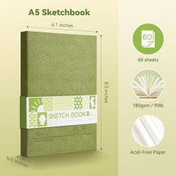 Arrtx Artist Sketchbook de capa dura, 60 folhas de papel de desenho sem ácido grosso de 180g, bloco de esboço de capa dura para tinta, lápis, grafite - Image 3